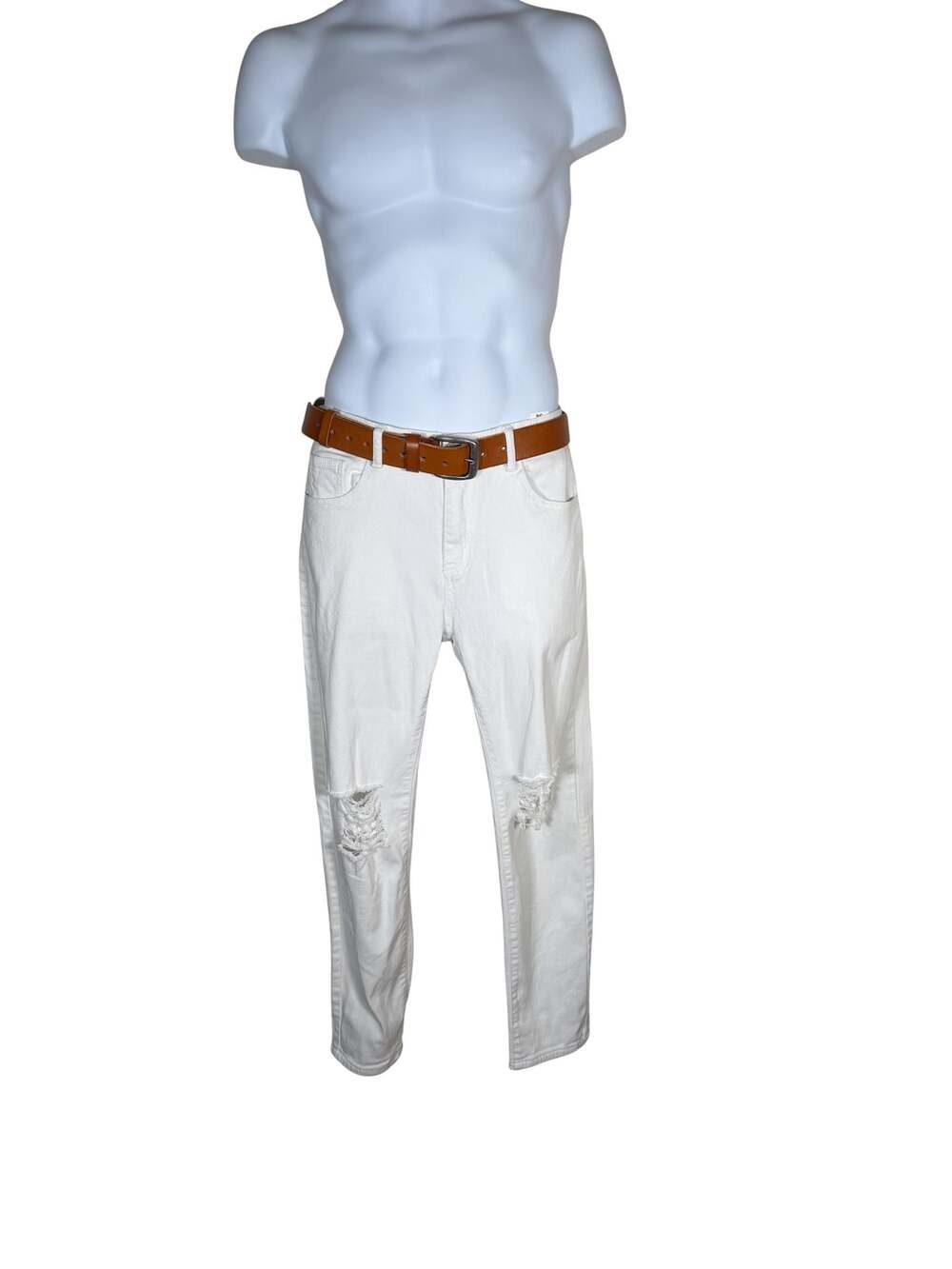 White Distressed Low-Rise Men’s White Demin Jeans
